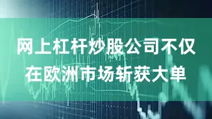 网上杠杆炒股公司不仅在欧洲市场斩获大单