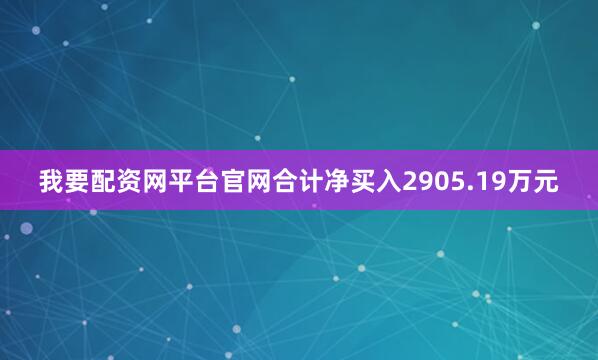 我要配资网平台官网合计净买入2905.19万元